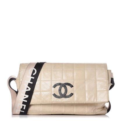 Chanel Lambskin Sport Flap Bag Beige Black 1 of 19