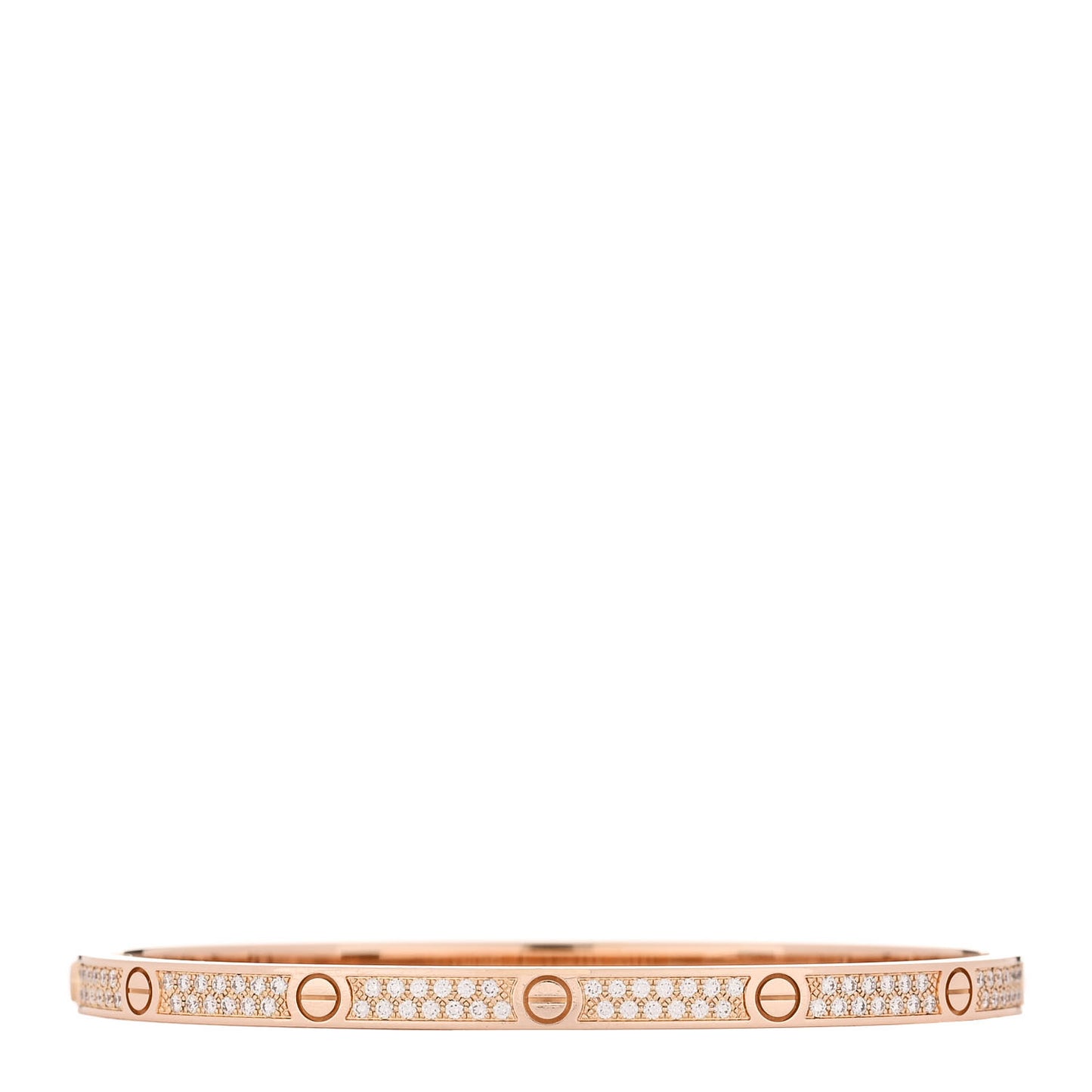 18K Pink Gold Diamond Small LOVE Paved Bracelet 16