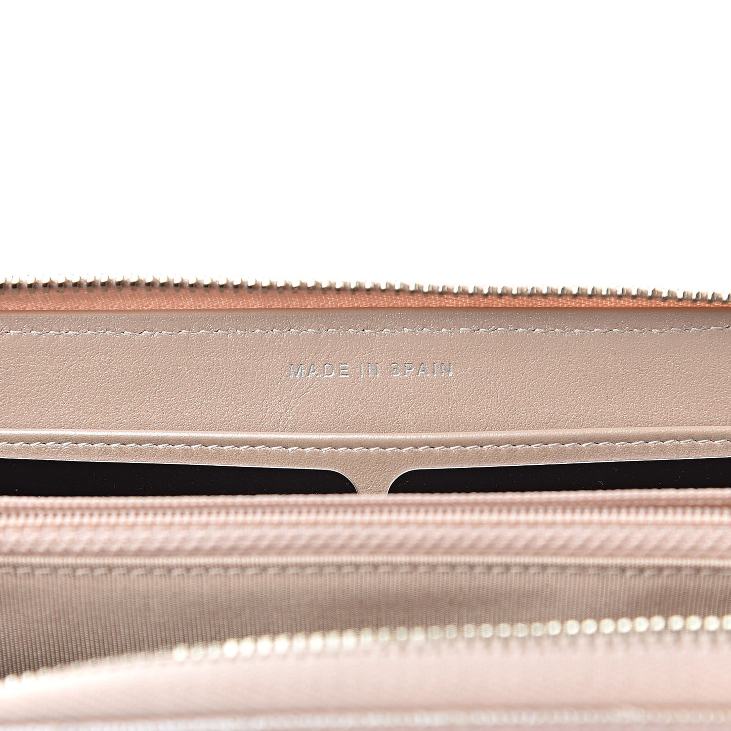 Metallic Caviar Chevron Quilted Large Gusset Zip Around Wallet Light Gold