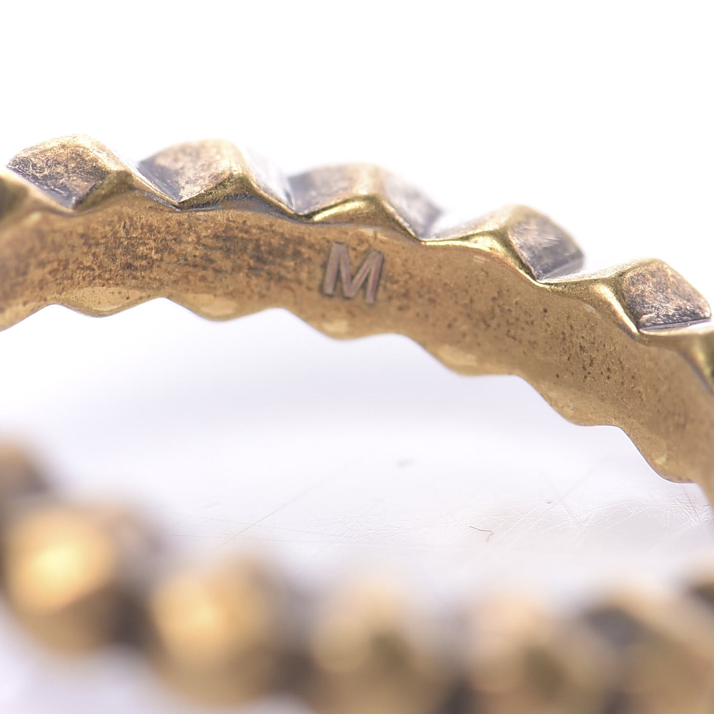 Metal Pearl Studded Ring M Aged Gold