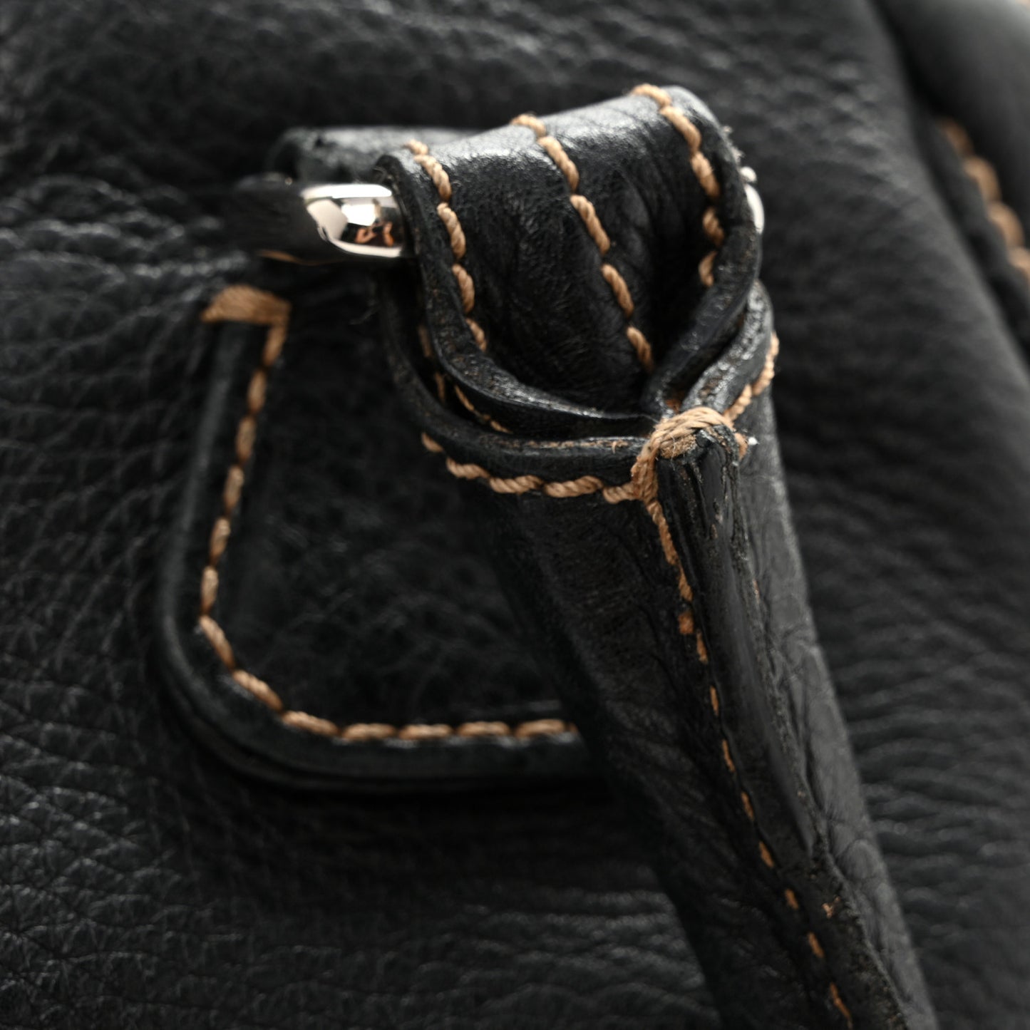 Calfskin Large Tassel Bowler Black