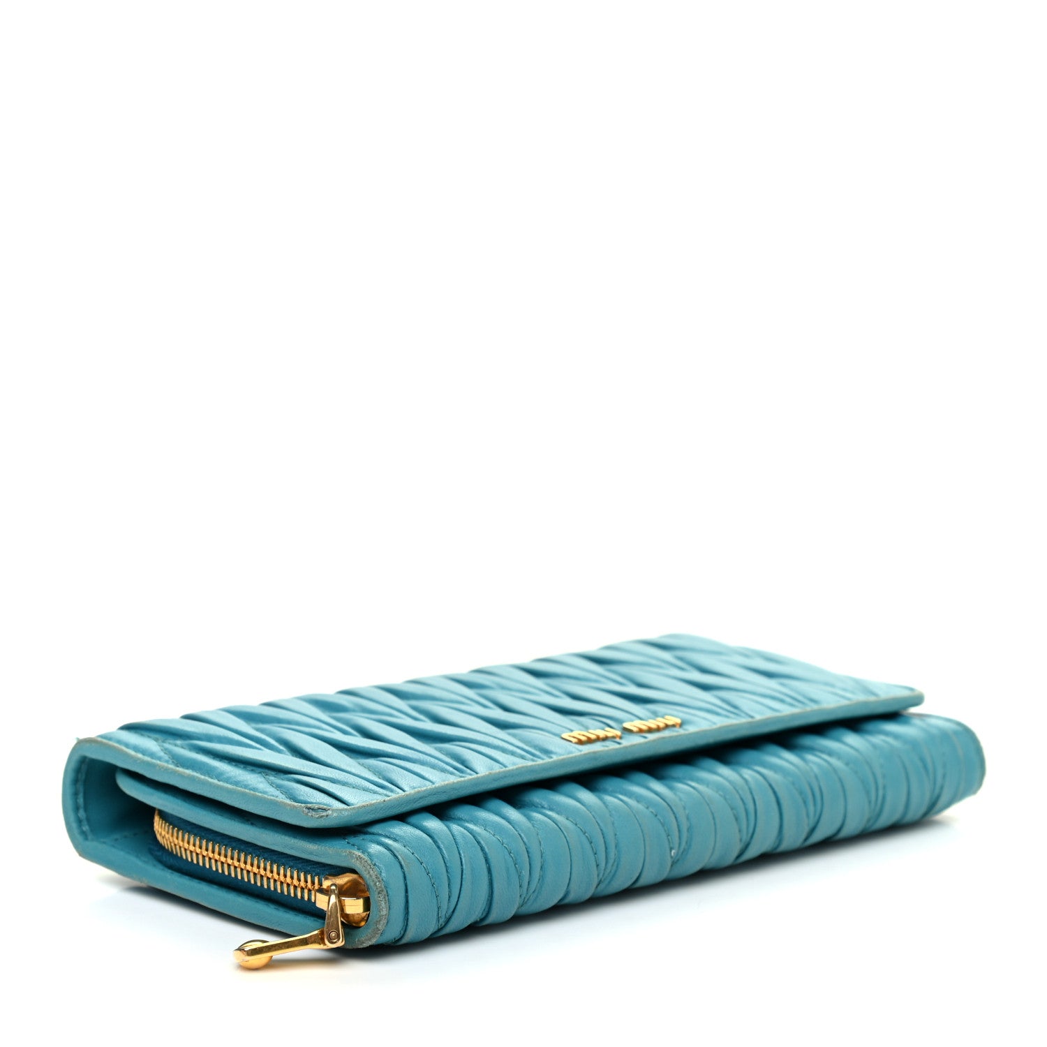 Miu Miu Nappa Matelasse Flap Wallet Turchese 4 of 10