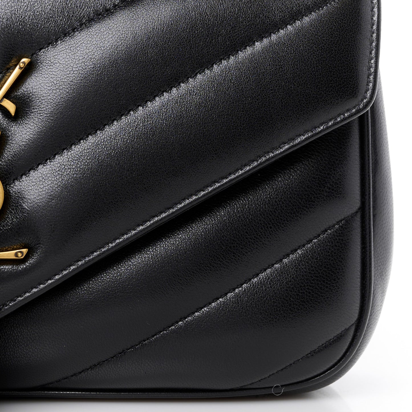 Lambskin Chevron Quilted Small Loulou Black