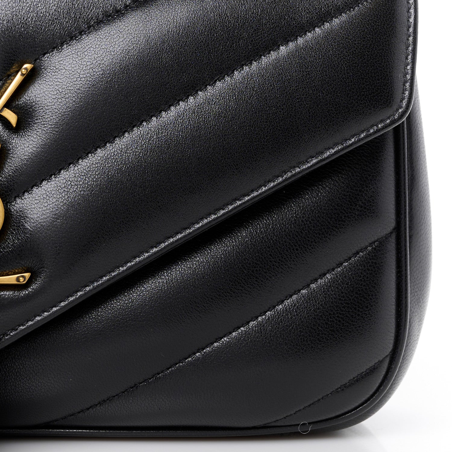 Saint Laurent Lambskin Chevron Quilted Small Loulou Black 11 of 13