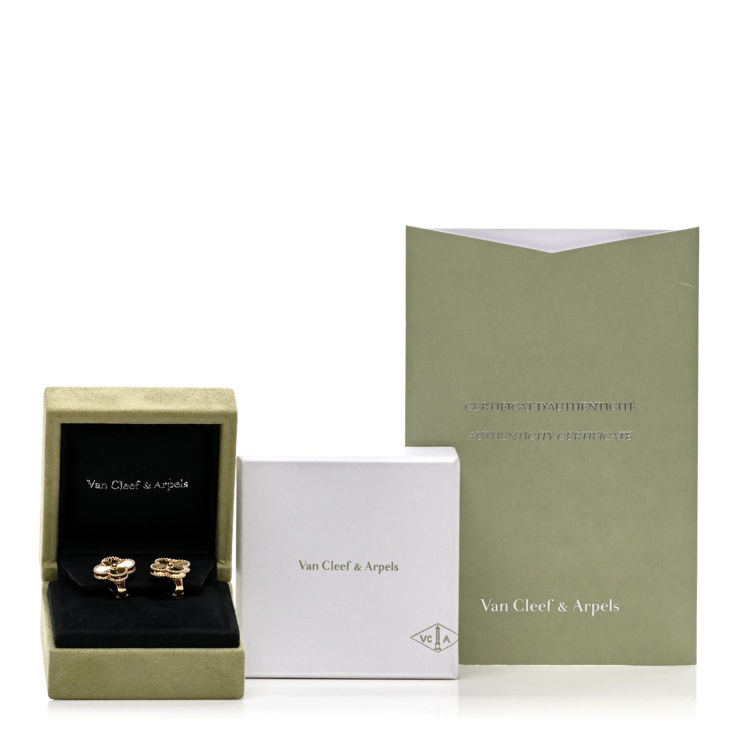 18K Yellow Gold Guilloche Vintage Alhambra Earrings