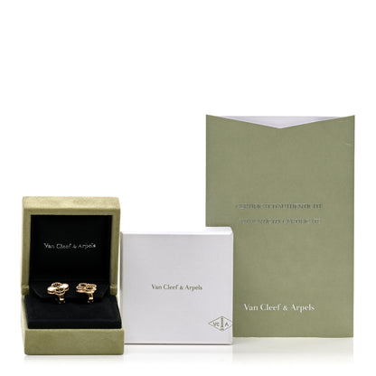 Van Cleef & Arpels 18K Yellow Gold Guilloche Vintage Alhambra Earrings 5 of 5