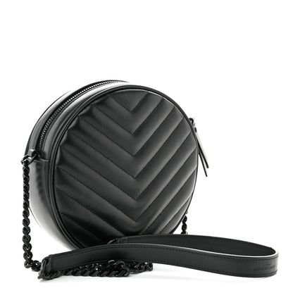 Saint Laurent Calfskin Matelasse Chevron Round Vinyle Camera Bag Black 3 of 10