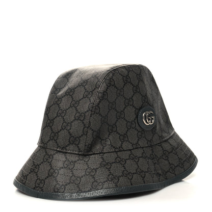 Gucci GG Supreme Monogram Textured Dollar Calfskin GG Blackie Fedora Hat M Grey Black Graphite 1 of 8