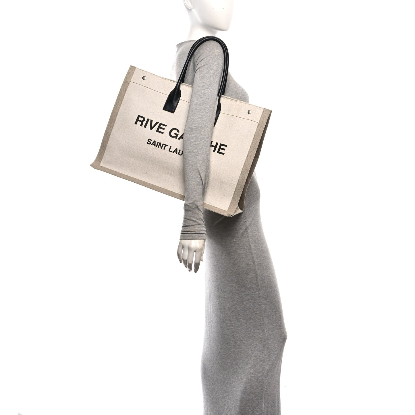 Linen Calfskin Rive Gauche Tote Greggio Natural