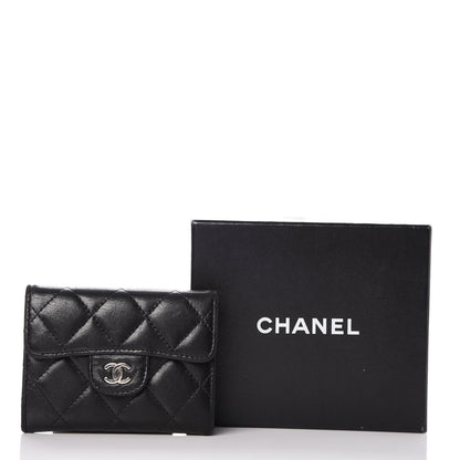 Chanel Lambskin Quilted Flap Card Holder Wallet Black 8 of 8