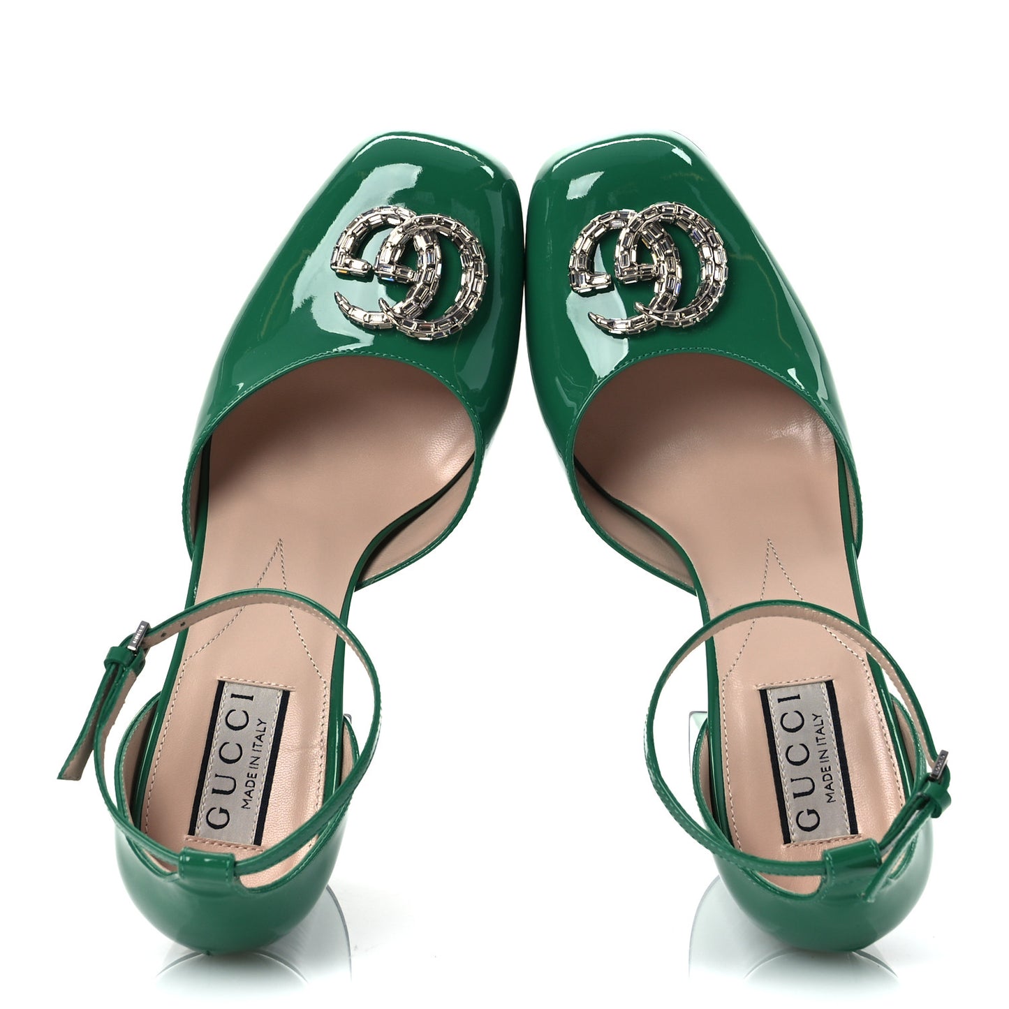 Vernice Crystal Double G Platform Pumps 38 New Shamrock