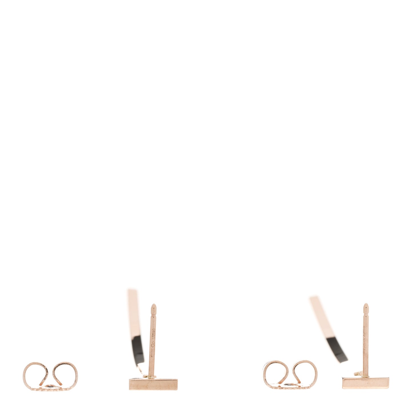 18K Rose Gold T Bar Earrings
