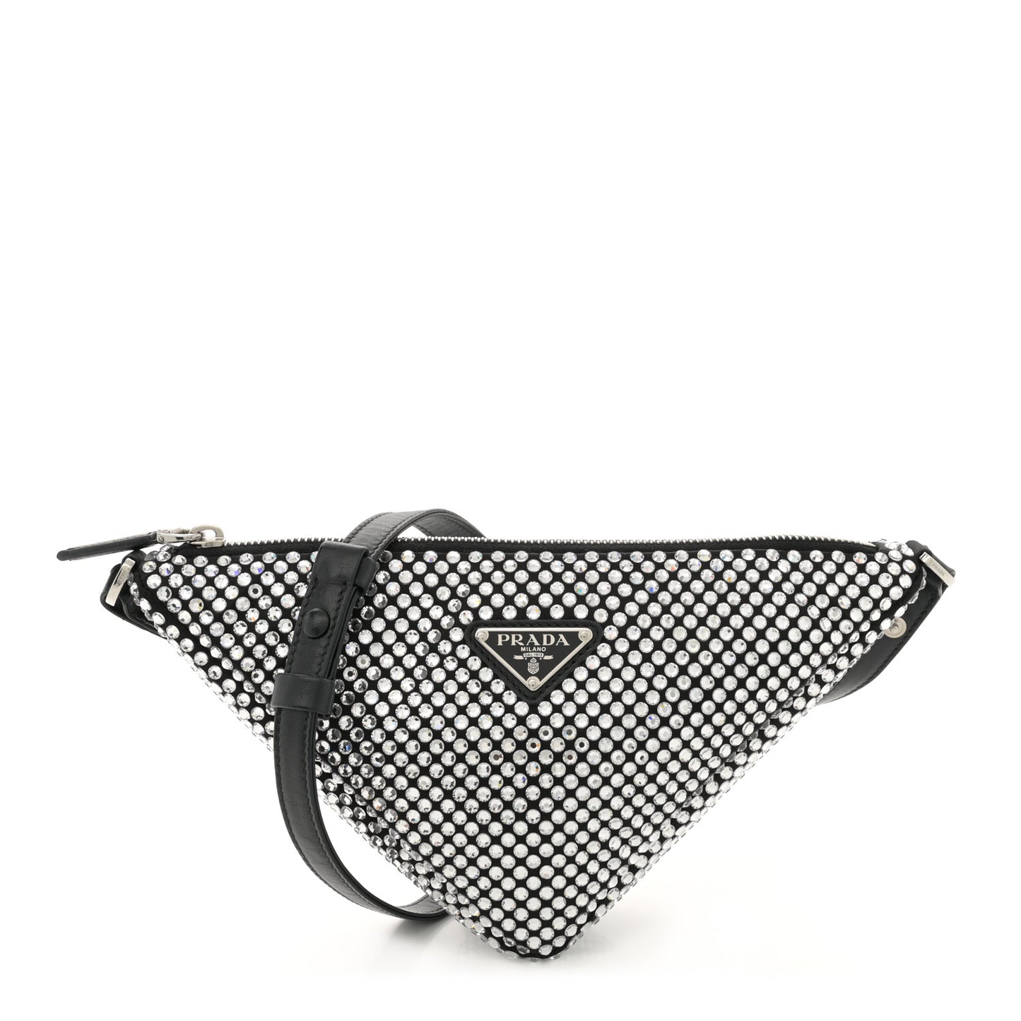 Satin Crystal Triangle Pouch Cristal