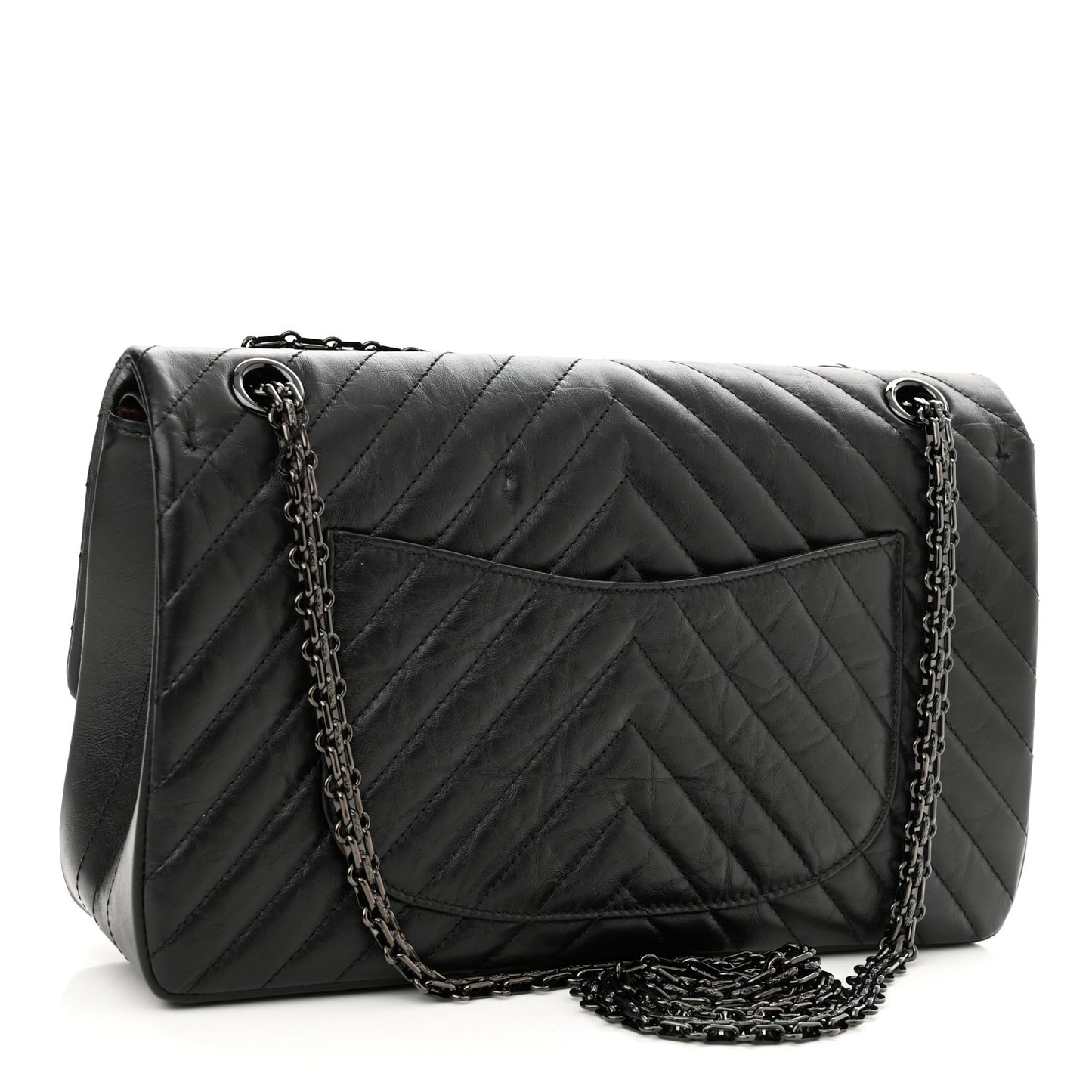 Aged Calfskin Chevron Quilted 2.55 Reissue 226 So Black