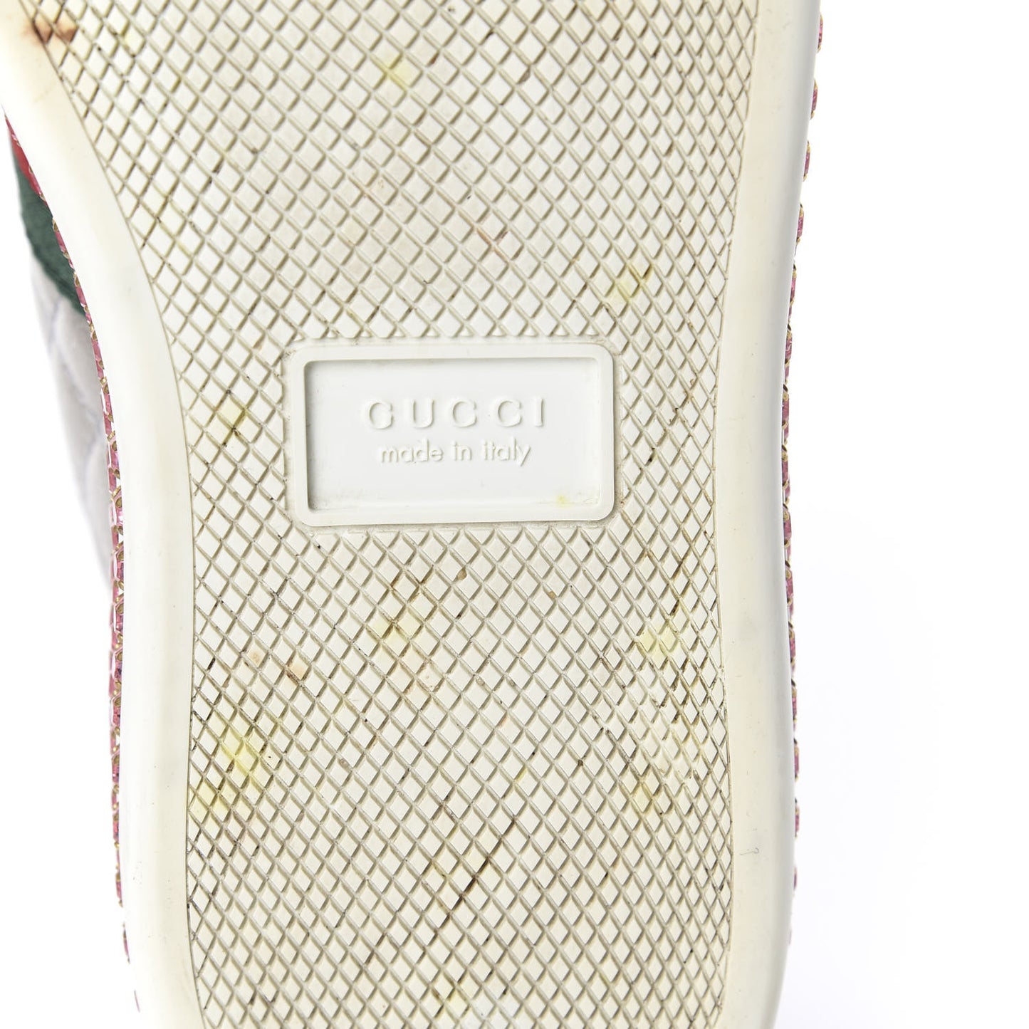 Laminated Nappa Crystal Web Bee Embroidered Trapuntata Womens Ace Platform Sneakers 36.5 Argento