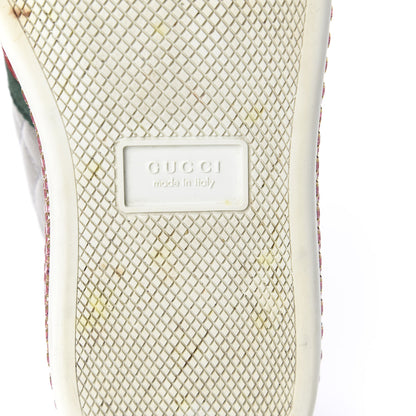 Gucci Laminated Nappa Crystal Web Bee Embroidered Trapuntata Womens Ace Platform Sneakers 36.5 Argento 8 of 12
