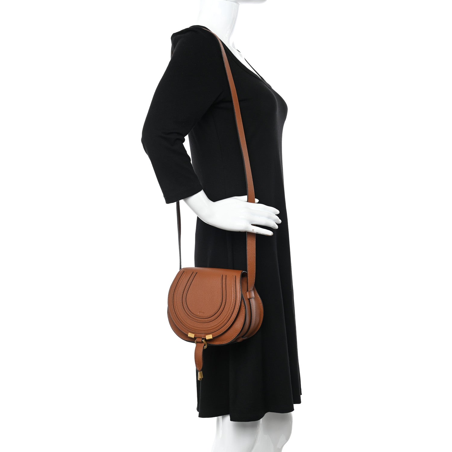 Chloe Grained Calfskin Small Marcie Saddle Bag Tan 2 of 13