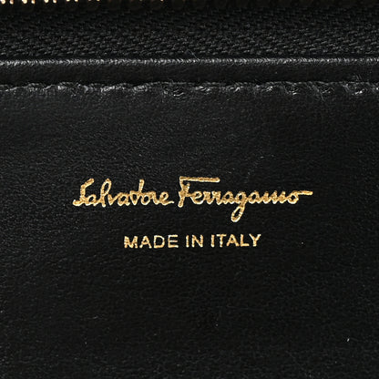 Salvatore Ferragamo Canvas Calfskin Gancini Wallet On Chain Black Beige 7 of 11