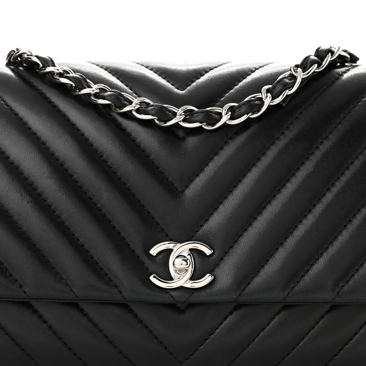 Chanel Lambskin Chevron Quilted Single Flap Black 8 of 10