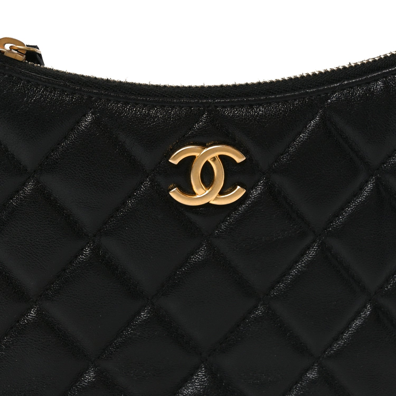 Chanel Shiny Crumbled Lambskin Quilted Round Small CC Hobo Black 8 of 10