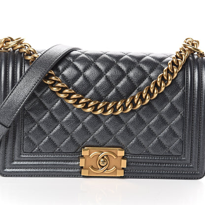Chanel Metallic Calfskin Quilted Medium Boy Flap Grey 7 of 9