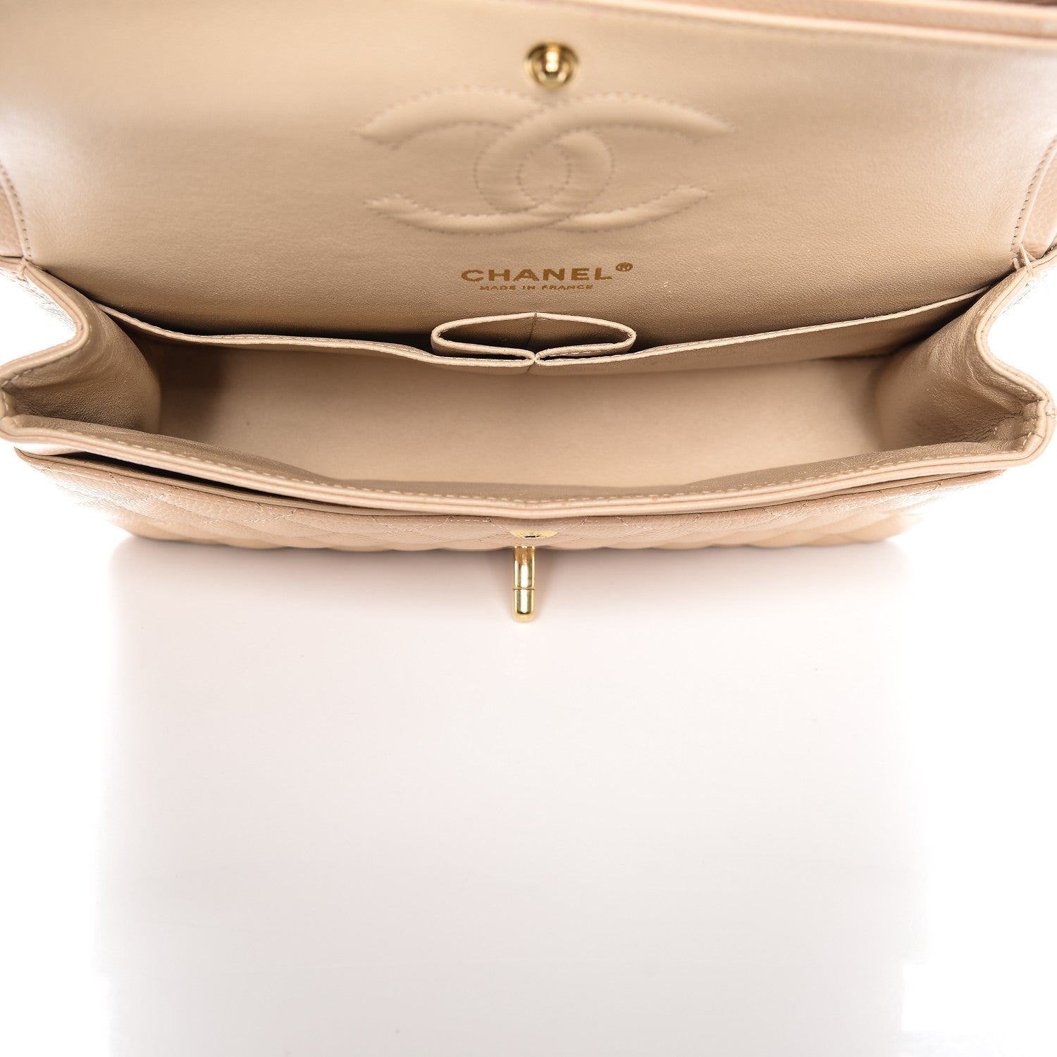 Chanel Caviar Quilted Medium Double Flap Beige Clair 5 of 8