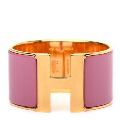 Hermes Enamel Extra Wide Clic Clac H Bracelet PM Rose Velours 1 of 4