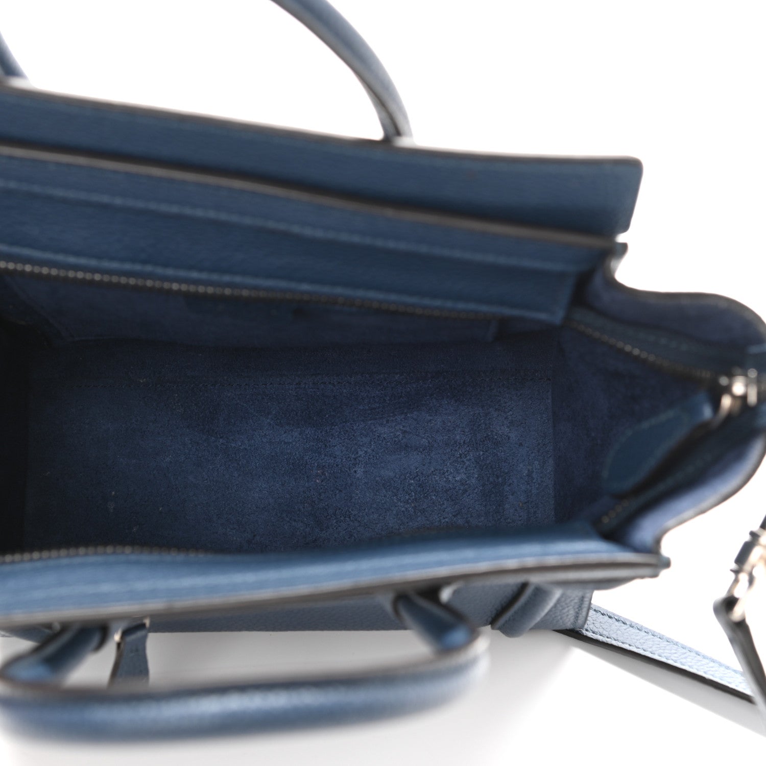 Celine Drummed Calfskin Nano Luggage Petrol 5 of 14