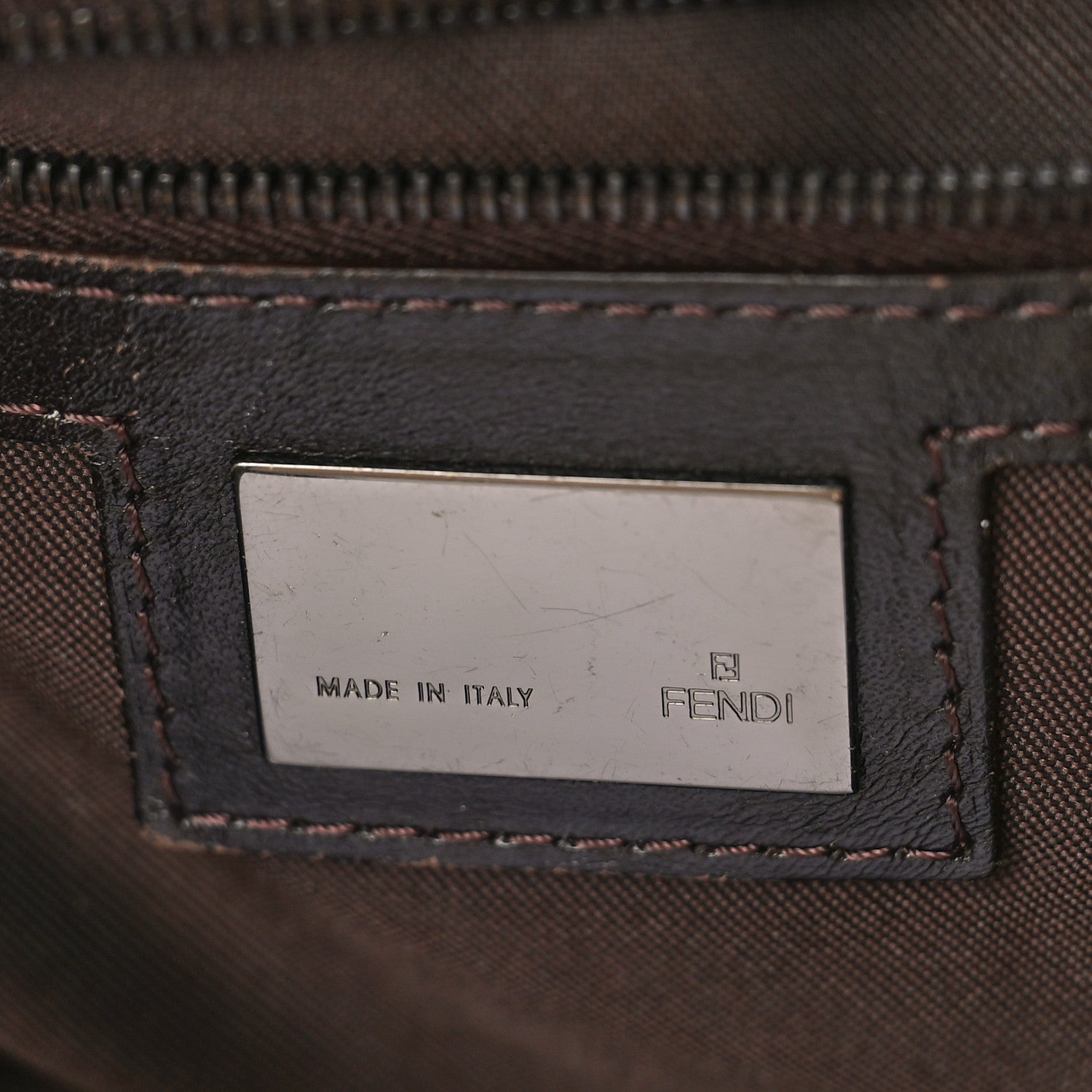 Fendi Zucchino Vitello Shoulder Bag Testa di Moro Beige 7 of 11