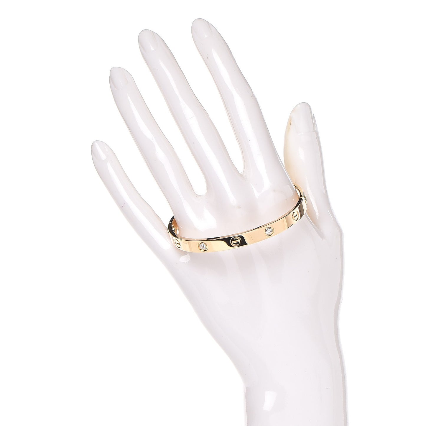 18K Yellow Gold 4 Diamond LOVE Bracelet 17