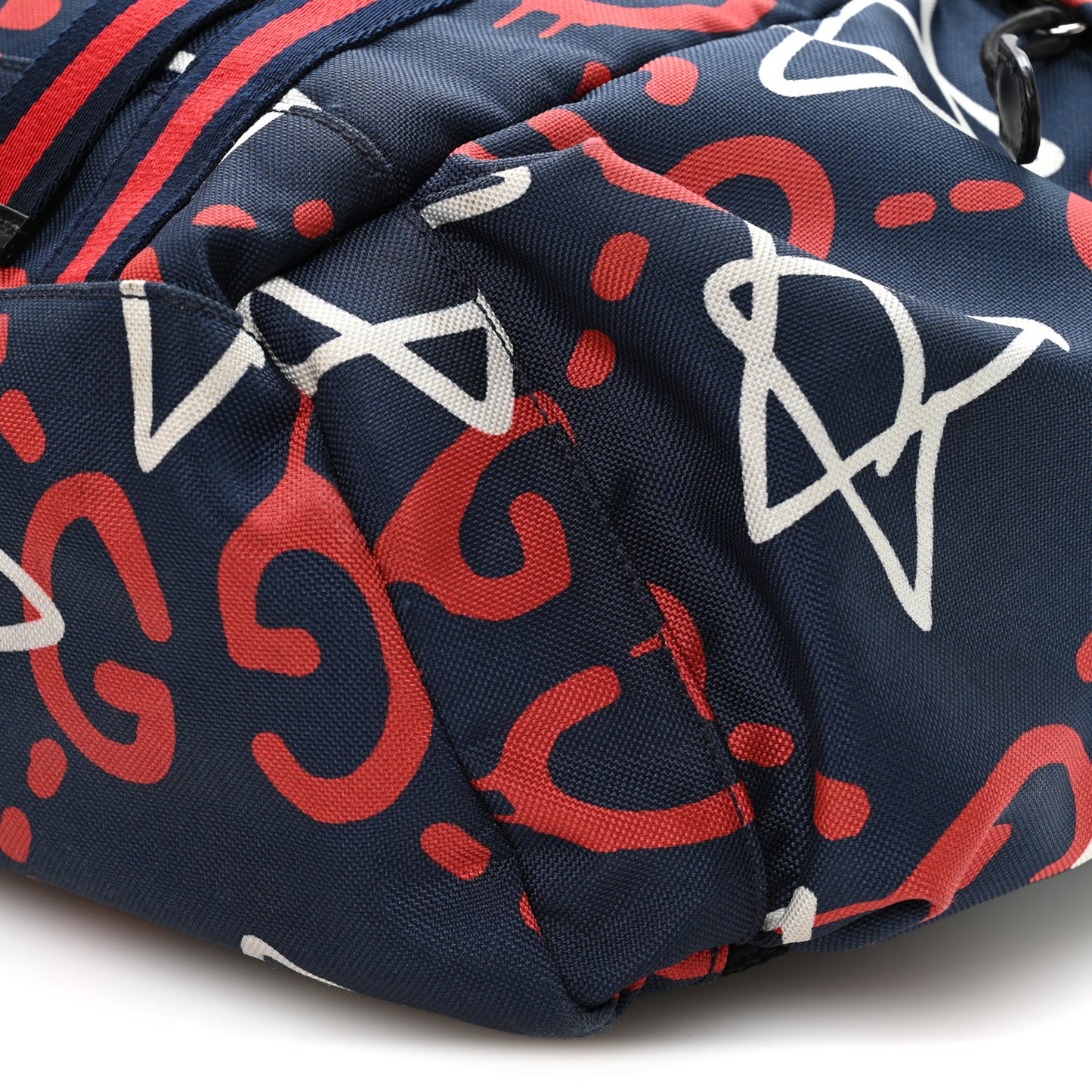 Techno Canvas GucciGhost Double Buckle Backpack Blue Agata Hibiscus Red