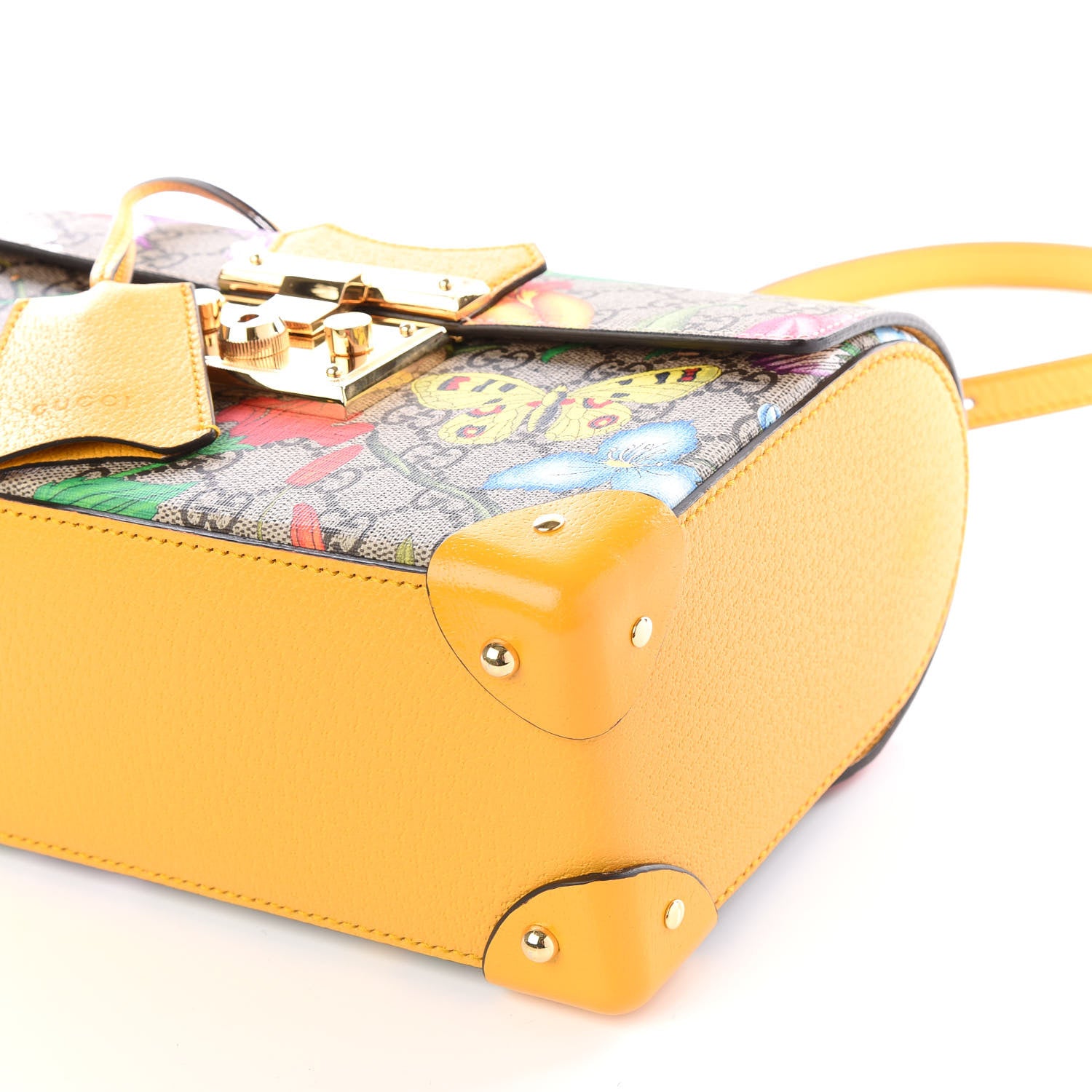 Gucci GG Supreme Monogram Flora Small Padlock Bamboo Shoulder Bag Beige Multicolor Crop 6 of 11