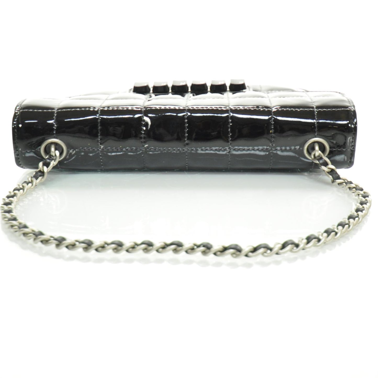 Patent Chocolate Bar Quilted Computer Keys Flap Black