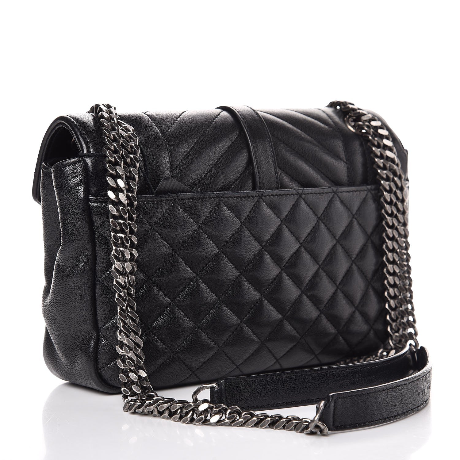 Saint Laurent Sheepskin Tri-Quilt Monogram Medium College Bag Black 3 of 8