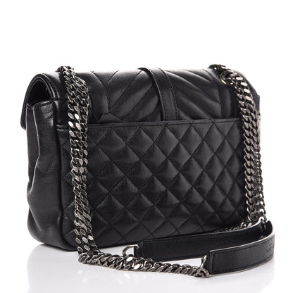 Saint Laurent Sheepskin Tri-Quilt Monogram Medium College Bag Black 3 of 8