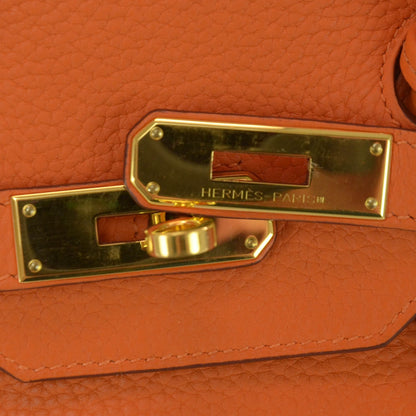 Hermes Taurillon Clemence Birkin 35 Orange 5 of 9