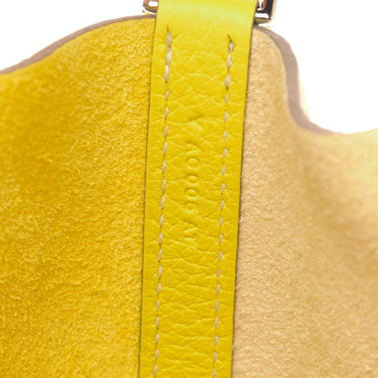 Hermes Taurillon Clemence Casaque Picotin Lock 18 PM Lime Nata 6 of 10