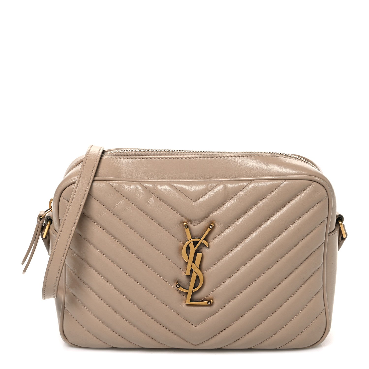 Saint Laurent Calfskin Matelasse Monogram Lou Camera Bag Dark Latte 1 of 12