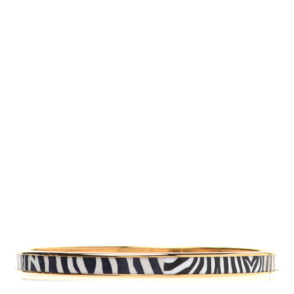 Hermes Enamel Printed Extra Narrow Zebres De Tanzanie Bracelet 62 Beige Blue 3 of 6