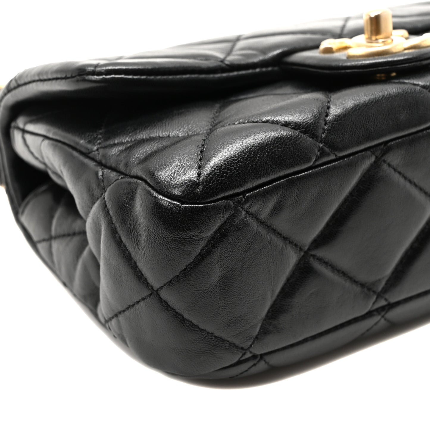 Lambskin Quilted Small Fancy Jewel Flap Black