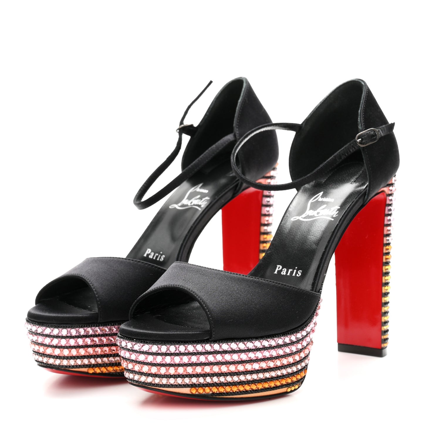 Satin Strass Sandaloo Aftersun 130 Sandals 38 Black Multicolor