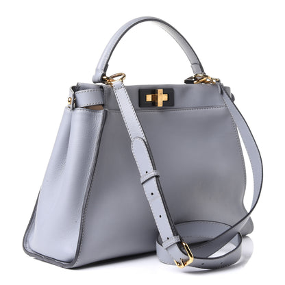 Fendi Vitello Seta Shiny Nappa Medium Peekaboo Iconic Satchel Ardesia Amido 3 of 15