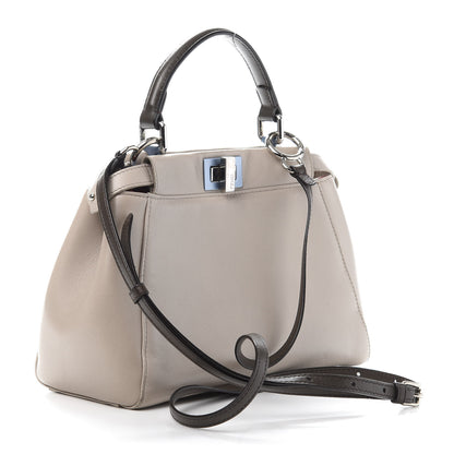 Fendi Nappa Colorblock Mini Peekaboo Iconic Satchel Grigio Polvere Carbone Bloody Mary 2 of 12