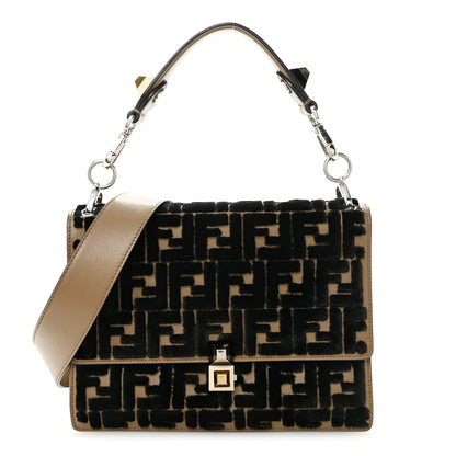 Fendi Vitello Liberty Velvet FF Reloaded Kan I Shoulder Bag Maya Black 1 of 12