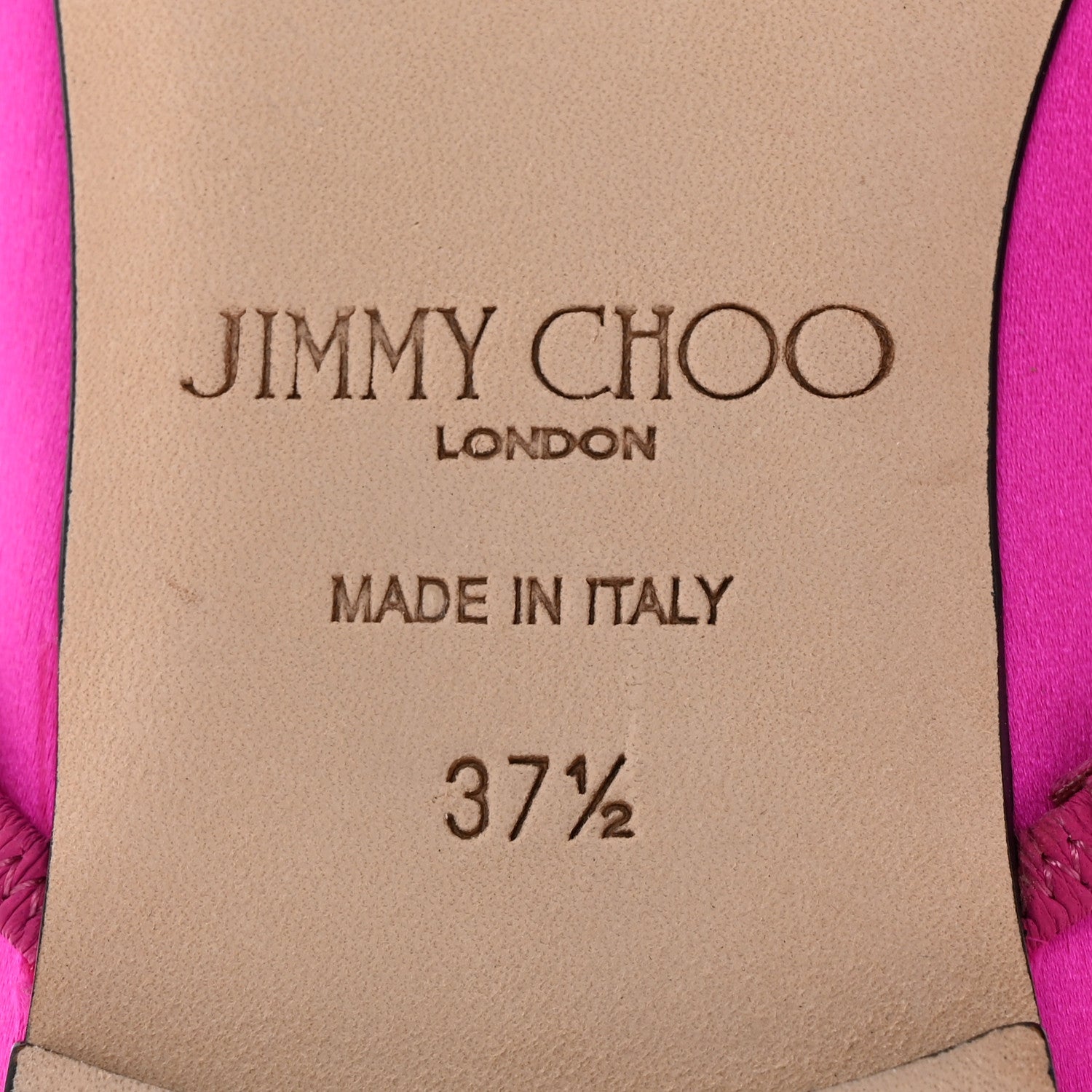 Jimmy Choo Satin Crystal Genevi Flat 37.5 Fuchsia Honey 6 of 13