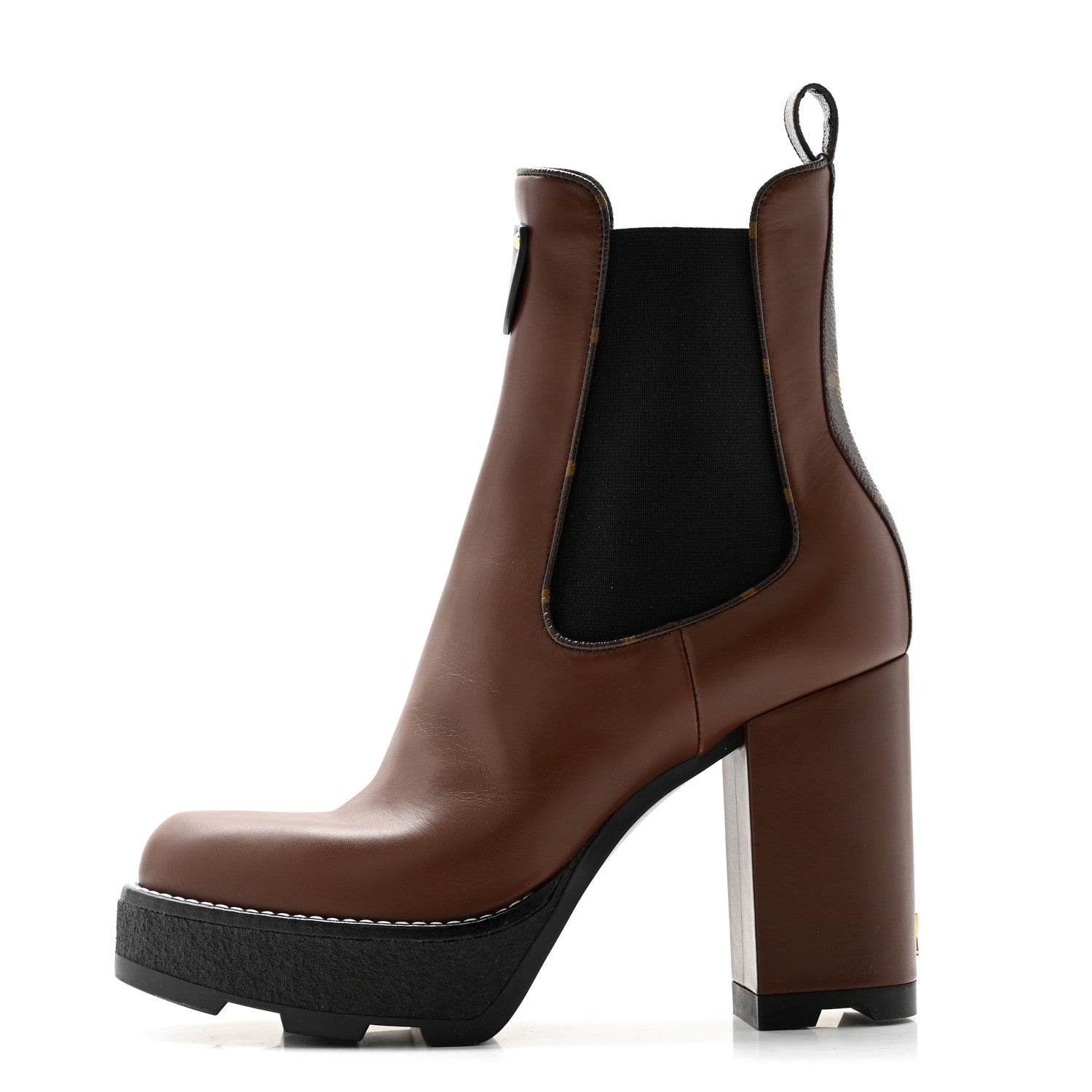 Louis Vuitton Calfskin Monogram LV Beaubourg Platform Ankle Boots 38.5 Marron 1 of 8