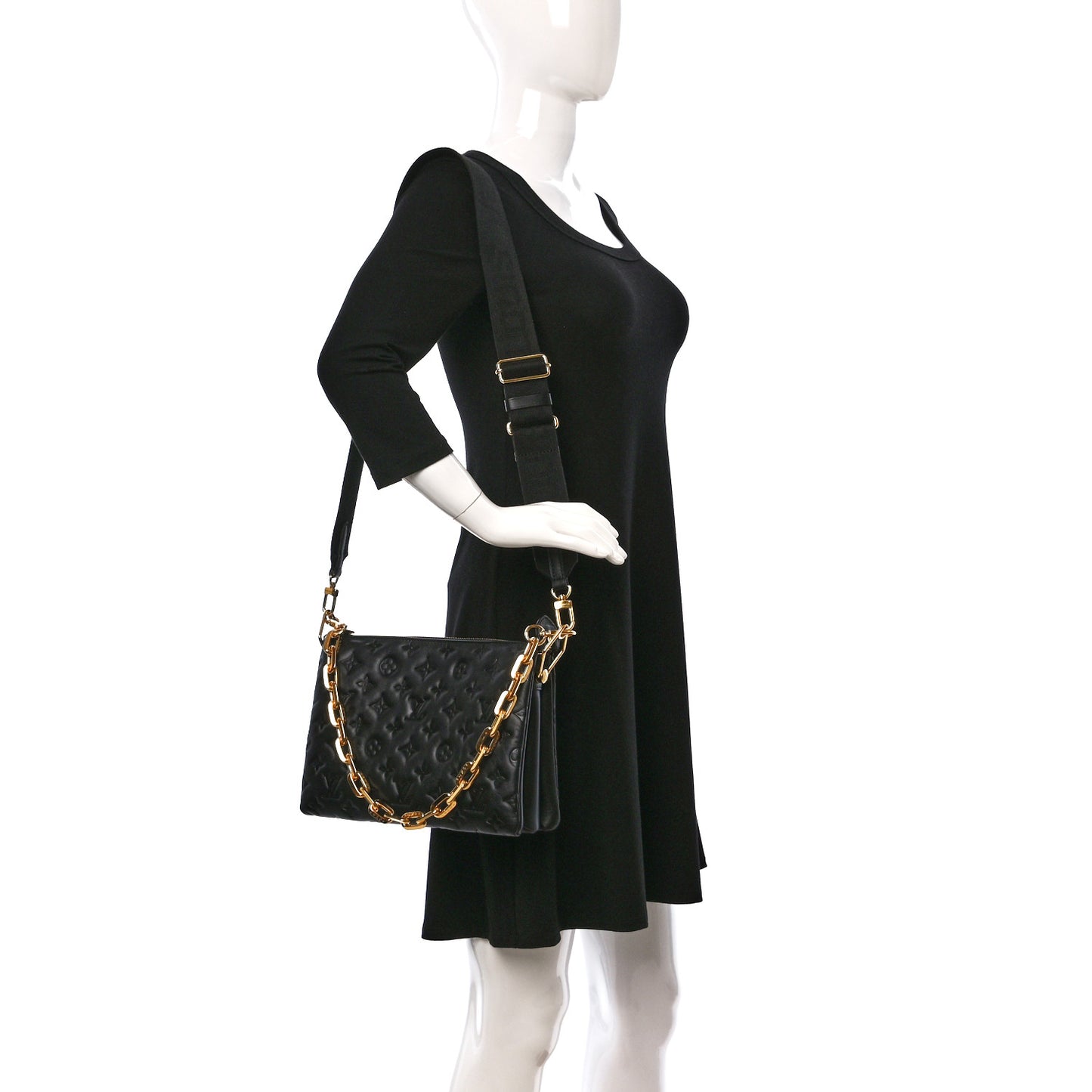 Lambskin Embossed Monogram Coussin PM Black
