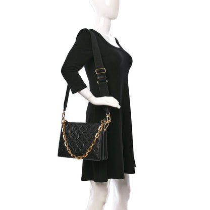 Louis Vuitton Lambskin Embossed Monogram Coussin PM Black 2 of 11