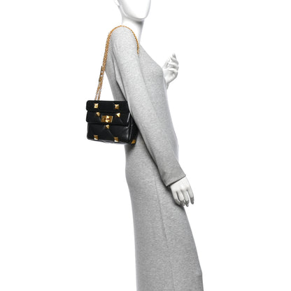 Valentino Garavani Nappa Small Roman Stud Shoulder Bag Black 2 of 9