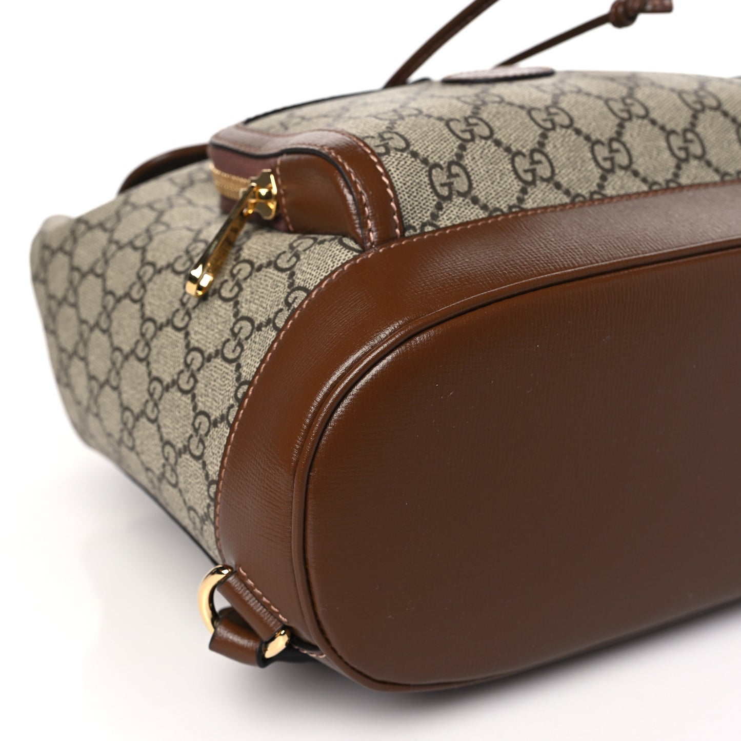 GG Supreme Monogram Azalea Calfskin Retro Interlocking G Buckle Backpack Beige Ebony Brown Sugar